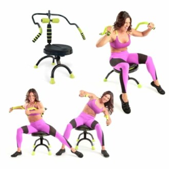 Woman using ab exercise equipment in various positions