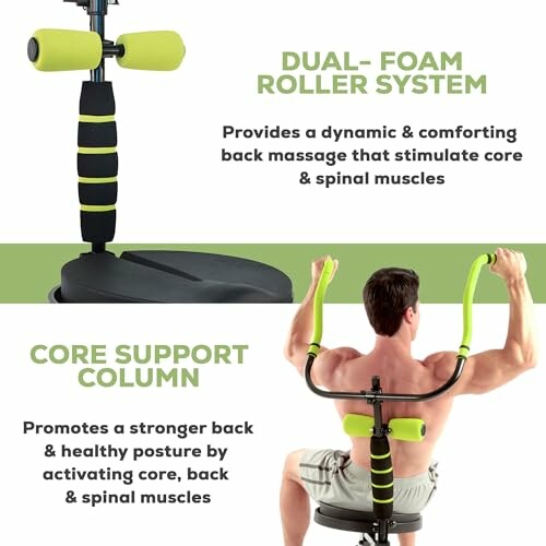Man using dual-foam roller system for back massage and core support.