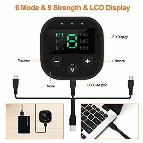 Electronic muscle stimulator with LCD display and USB charging