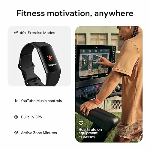 Smartwatch with exercise modes and person using treadmill with heart rate equipment.