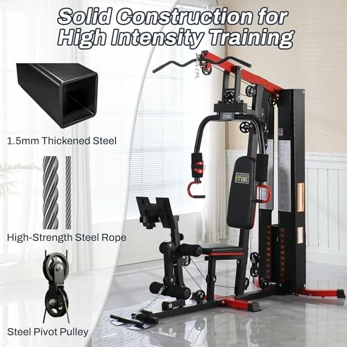 Multi-function home gym equipment with thickened steel and high-strength rope